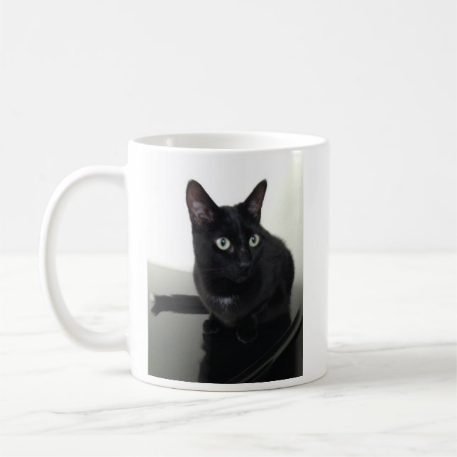 Svart kattkaffekopp kaffemugg (Vänster)
