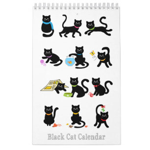 Svart kattkalender kalender