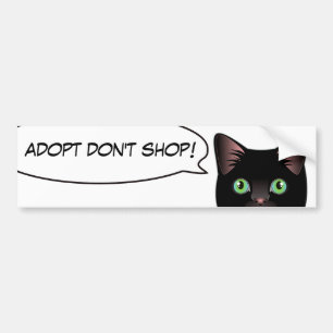 Svart kattkärlek adopterar en skyddkatt! bildekal