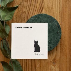 Svart kattkattunge Cocktail Napkin för bröllop Pappersservett