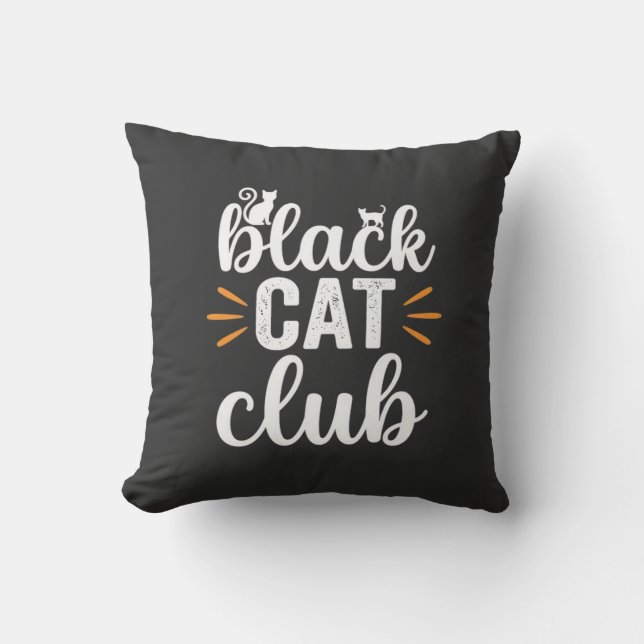 Svart Kattklubb Halloween-design Kudde (Framsida)