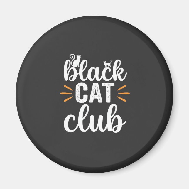 Svart Kattklubb Halloween-design Magnet (Framsidan)