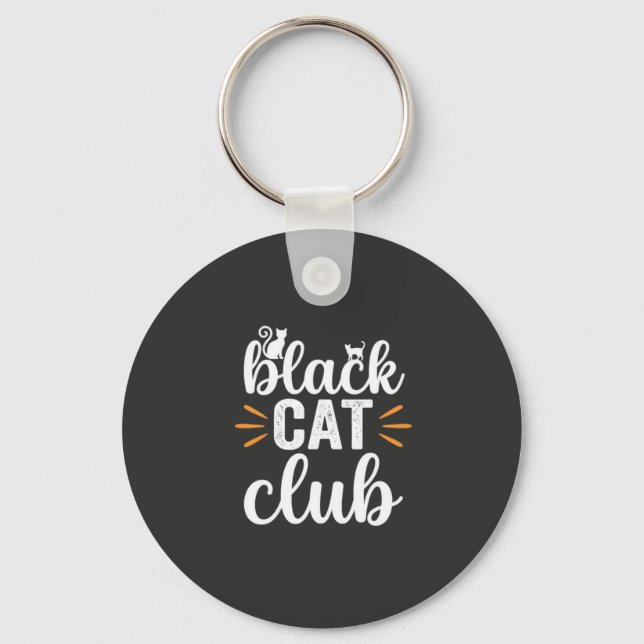 Svart Kattklubb Halloween-design Nyckelring (Framsida)