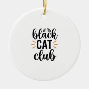 Svart kattklubb Vintage Kattälskare Vector Design_ Julgransprydnad Keramik