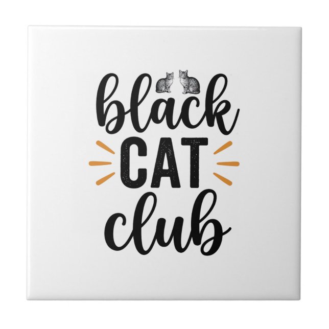 Svart Kattklubb Vintage Kattälskare Vector Design_ Kakelplatta (Framsidan)