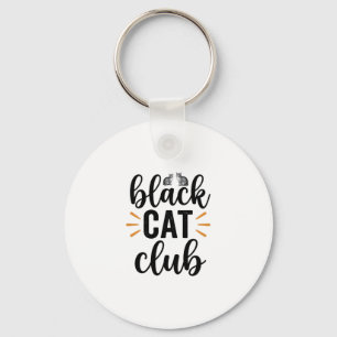 Svart kattklubb Vintage Kattälskare Vector Design_ Nyckelring