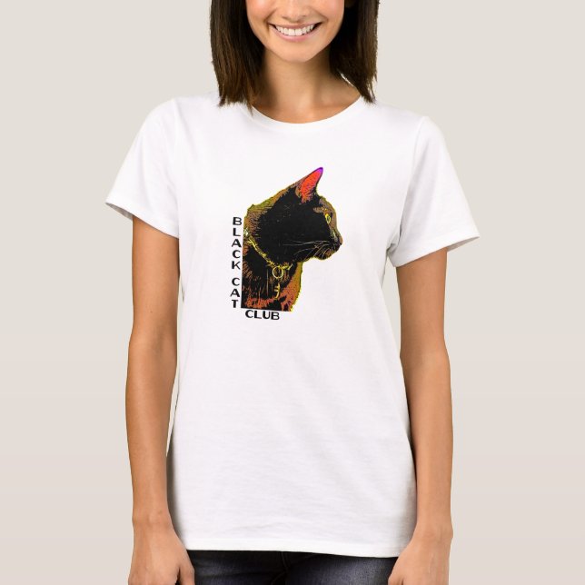 Svart kattklubbT-tröja Tee Shirt (Framsida)