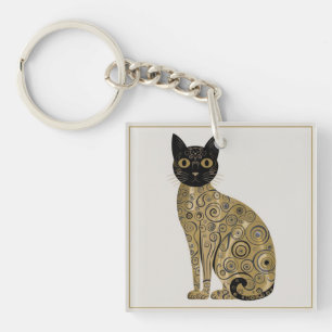 Svart kattkonst i Gustav Klimts dekorativa stil me