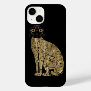 Svart kattkonst i Gustav Klimts dekorativa stil me