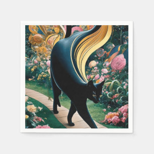 Svart kattkonst i Gustav Klimts dekorativa stil me Pappersservett
