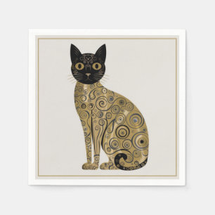 Svart kattkonst i Gustav Klimts dekorativa stil me Pappersservett