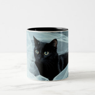 Svart kattkopp Två-Tonad mugg