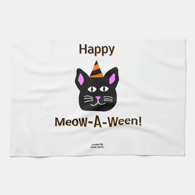 Svart kattkött-A-Ween-kökshandduk Kökshandduk (Horisontell)