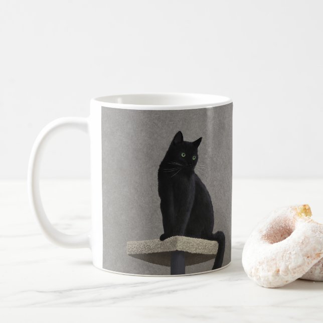 Svart kattkunglighet kaffemugg (Med munk)