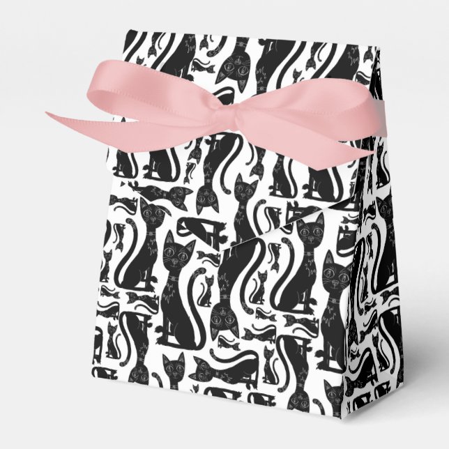 Svart kattlåda presentaskar (Framsidan Sidan)