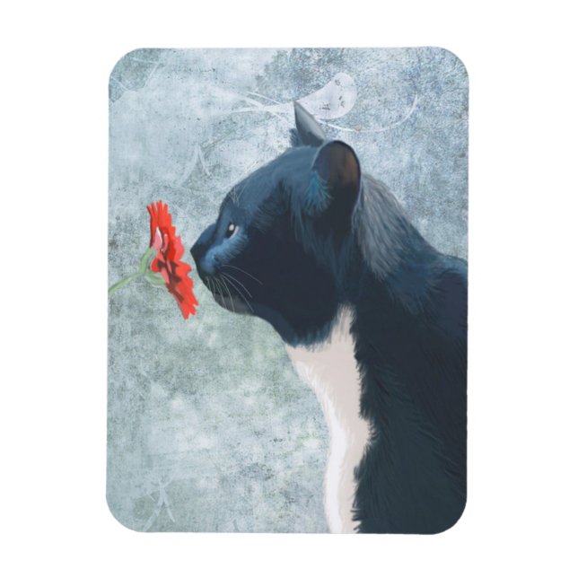Svart kattlövblomma magnet (Vertikal)