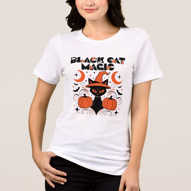 Svart kattmagi t shirt (Framsida)
