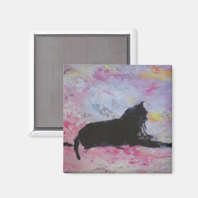 Svart kattmagnet magnet (Front/Back)