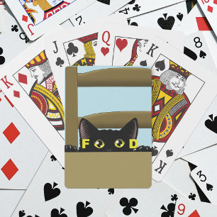 Svart Kattmat Rolig Hungrig Katt Humor Casinokort