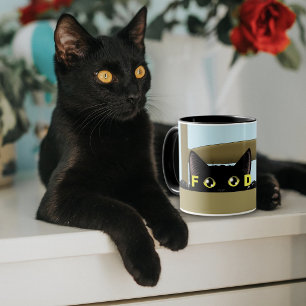 Svart Kattmat Rolig Hungrig Katt Humor Mugg