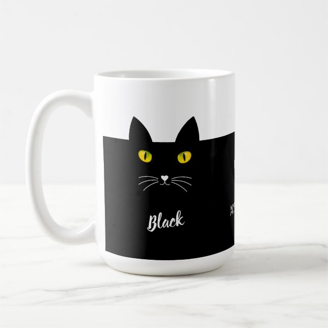 Svart kattmugg present till kattälskare | Personli Kaffemugg (Vänster)