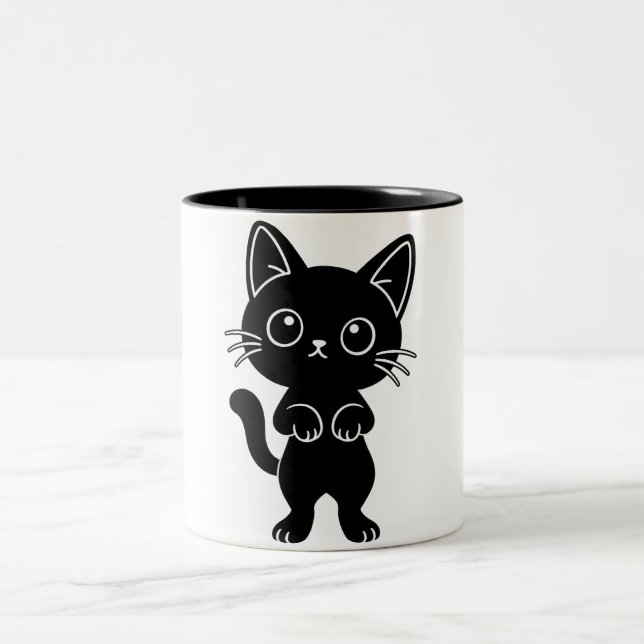 Svart kattmugg Två-Tonad mugg (Center)