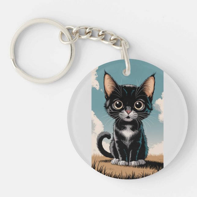 Svart kattnyckelkedja (Framsidan)