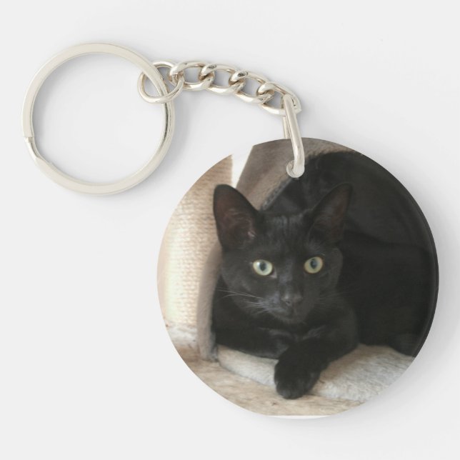 Svart kattnyckelkedja på Dubbla (Framsidan)
