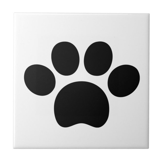 Svart kattpaj utskrift söt på vit hund  kakelplatta (Framsidan)