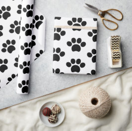 Svart kattpaj utskrift söt på vit hund  presentpapper