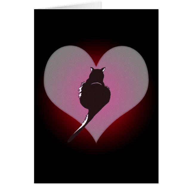Svart kattpanter mitt hjärtakort hälsningskort (Framsidan)