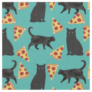 Svart kattpizza mönster tyg