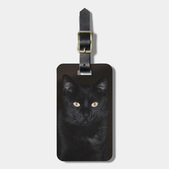 Svart kattporträtt bagagebricka (Vertikal Framsida)