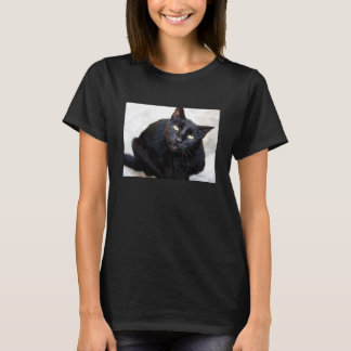 Svart kattporträtt tee shirt