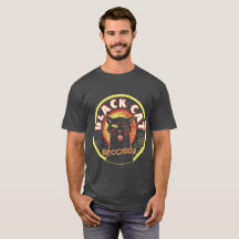 Svart kattposter fet etikett Tee - Retro (Unisex)