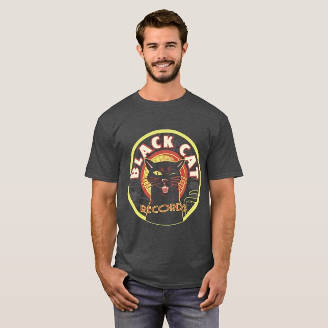 Svart kattposter fet etikett Tee - Retro (Unisex) (Hel framsida)
