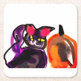 Svart kattpumpa underlägg papper kvadrat