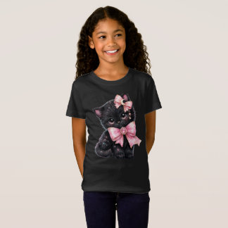 “Svart Katträka med Rosa Slingor” Mysig Kattröja T Shirt