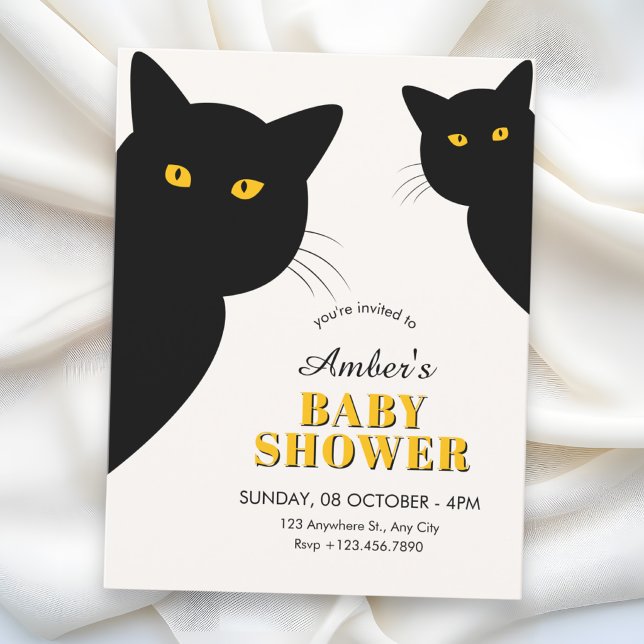 Svart katts babyshower inbjudningar (Skapare uppladdad)