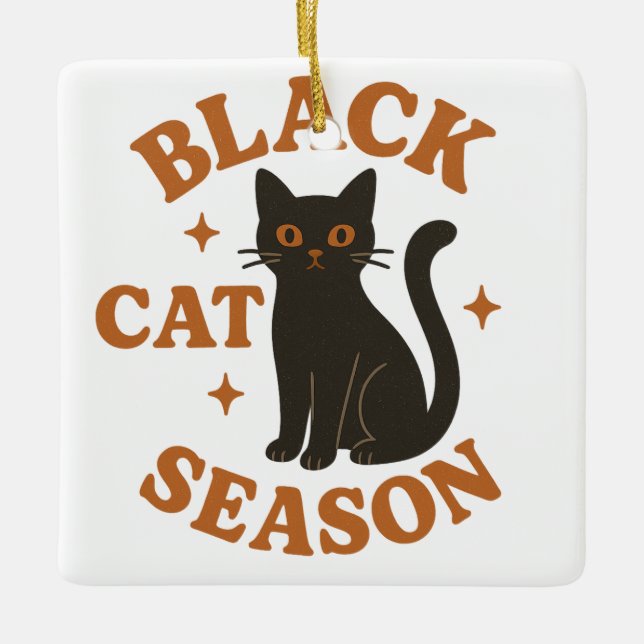 Svart kattsäsong julgransprydnad keramik (Framsida)