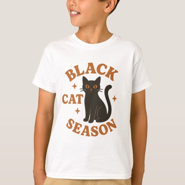 Svart kattsäsong t shirt (Framsida)