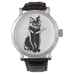Svart kattSilhouette Armbandsur