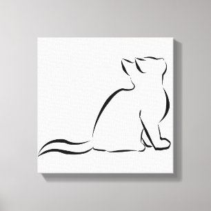 Svart kattsilhouette canvastryck