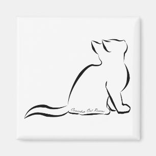 Svart kattsilhouette, inre text magnet
