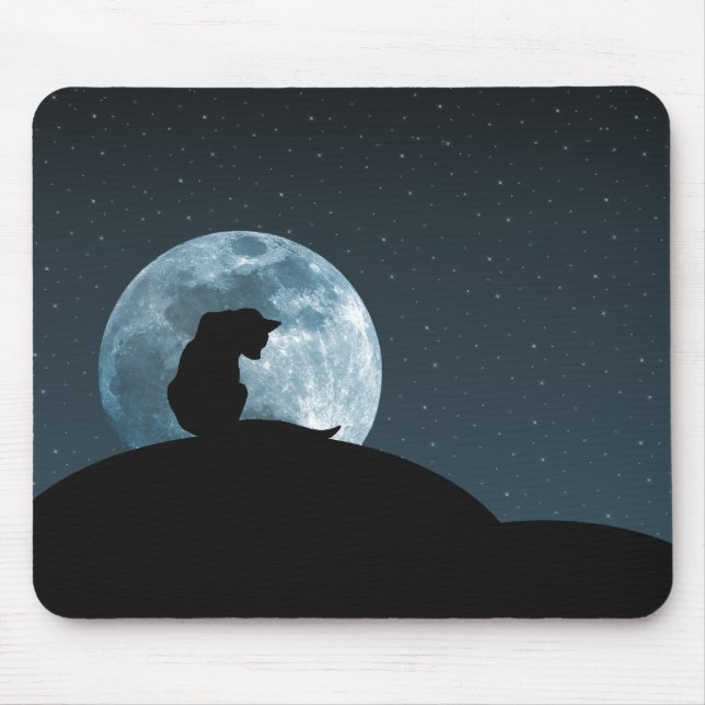 Svart kattSilhouette Mousepad Musmatta (Framsidan)