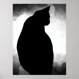 Svart kattSilhouetteaffisch Poster