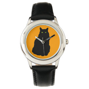Svart kattSilhouettesitta Armbandsur