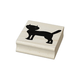 svart kattsilhuette art frimärke stämpel