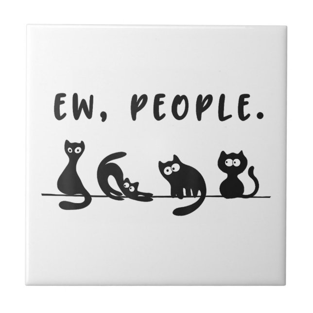 Svart kattskjorta, roliga kvinnor... nya människor kakelplatta (Framsidan)