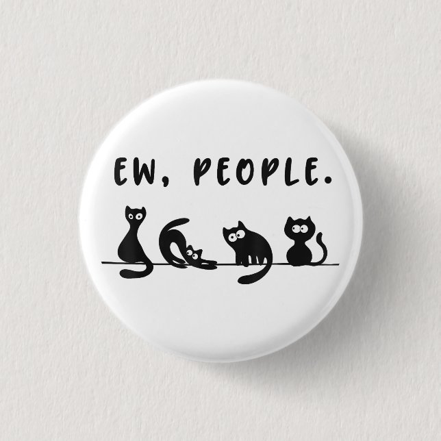 Svart kattskjorta, roliga kvinnor... nya människor knapp (Framsida)